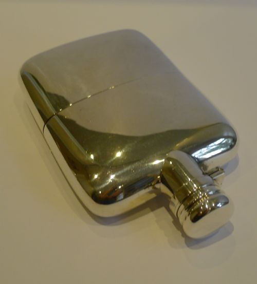 fig 1. Huge & Heavy - Antique English Sterling Hip or Liquor Flask by Sampson Mordan -1900