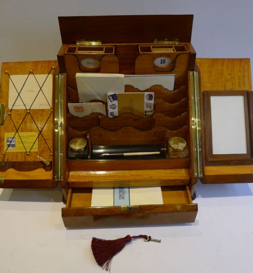Magnificent Large Antique English Stationery / Writing Box in Burr Walnut C.1900