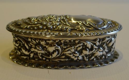 Antique English Sterling Silver Ring Box for Two Rings - 1903