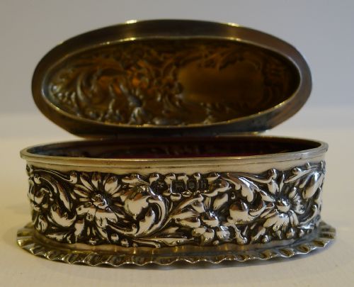 fig 1. Antique English Sterling Silver Ring Box For Two Rings - 1903