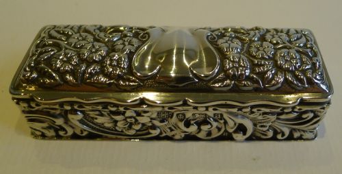 Antique English Sterling Silver Ring Box for Two Rings - 1900