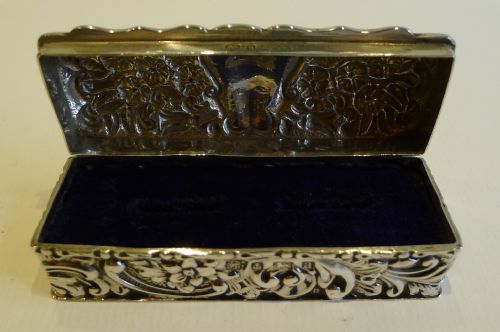 fig 1. Antique English Sterling Silver Ring Box For Two Rings - 1900