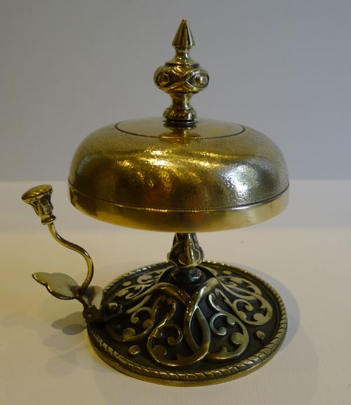 Large Antique English Brass Desk / Counter Bell C.1880