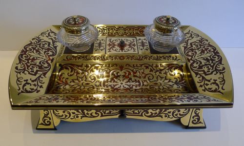 Fine English Regency Boulle Inkstand / Inkwell C. 1820