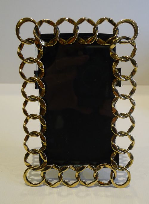 Handsome English Antique Brass " Wedding Ring" Photograph Frame C.1880