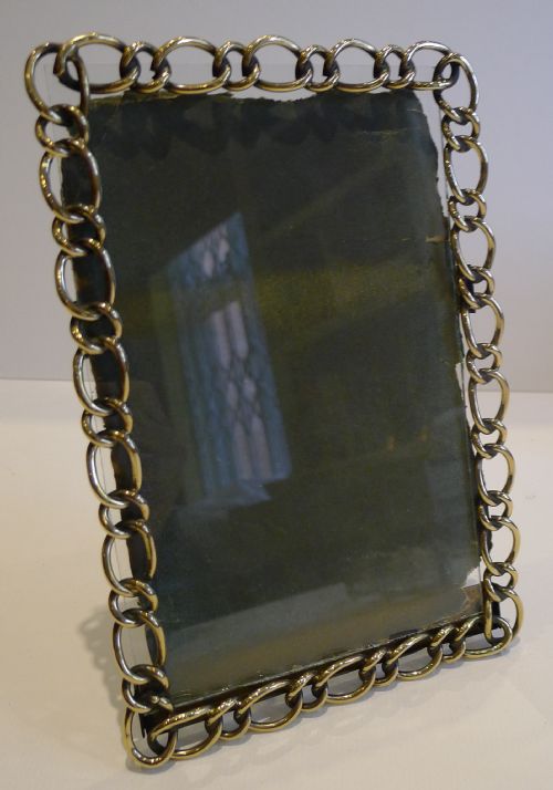 Antique English Brass Chain Link Photograph Frame C.1880