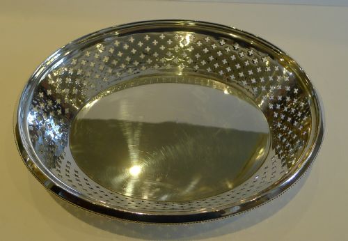 Smart Antique English Silver Plate Bread Basket by Atkin Brothers C.1875