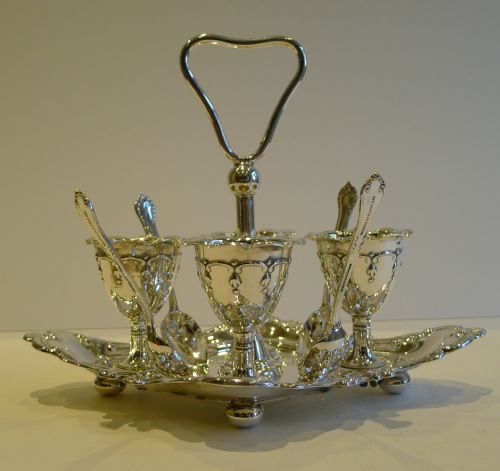 fig 1. Antique English Silver Plated Egg Cruet For Four c.1900