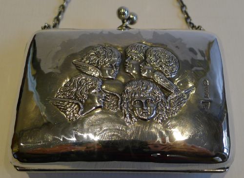 Antique English Sterling Silver Purse by Walker & Hall - Reynold's Angels