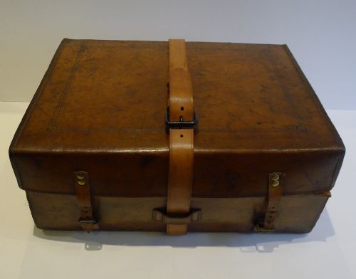fig 1. Finest Quality Antique English Leather Writing Box c.1880 - Original Leather Protector