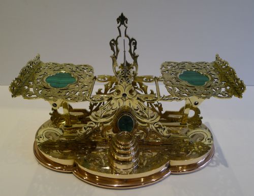 fig 1. Finest Quality Large Engraved Brass Postal Scales c.1860 - Malachite