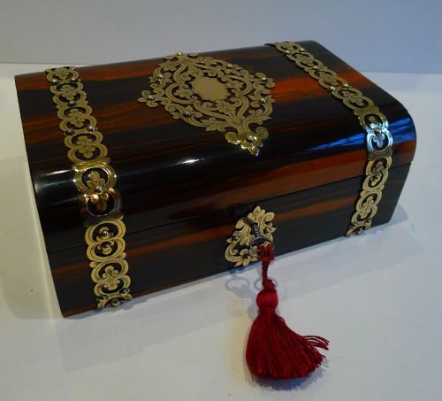 Antique English Brass Mounted Coromandel Desk or Jewellery Box C.1860