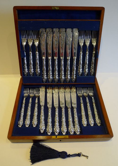 Stunning Set Antique English Fish Knives & Forks by Mappin Brothers C.1880