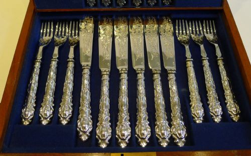 fig 2. Stunning Set Antique English Fish Knives & Forks by Mappin Brothers c.1880