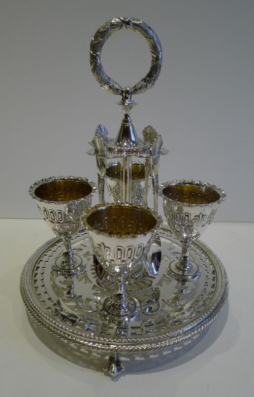 Handsome Antique English Silver Plated Egg Cruet by Walker & Hall C.1900