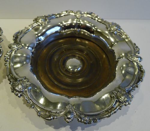 fig 2. Magnificent Pair Antique English Silver Plated Wine Coasters c.1880