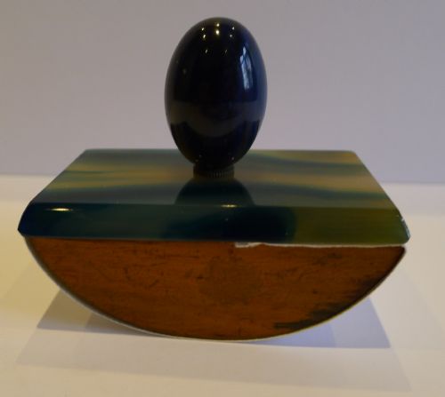 fig 1. Unusual Small Antique English Desk Blotter & Paper Knife - Agate c.1900