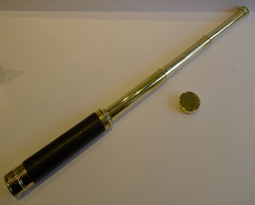 Antique English Brass & Leather Three Drawer Telescope C.1890