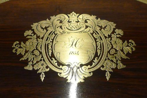fig 4. Magnificent Antique French Brass Inlaid Rosewood Table Box For Tiffany - 1854