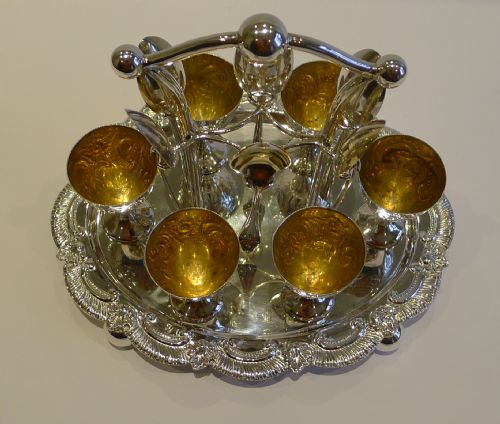fig 1. Handsome Antique English Silver Plated Egg Cruet For Six c.1890