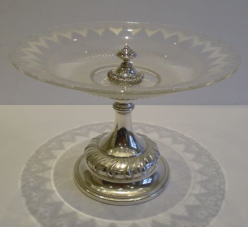 Antique English Silver Plate and Glass Tazza / Compote / Dish C.1900