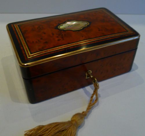 Delightful Small Antique French Jewellery Box - Annie - C.1860