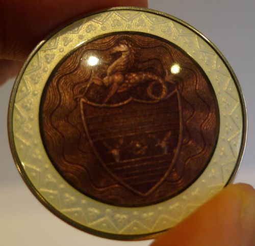 fig 1. Fine Antique English Sterling Silver & Guilloche Enamel Pill Box - 1911