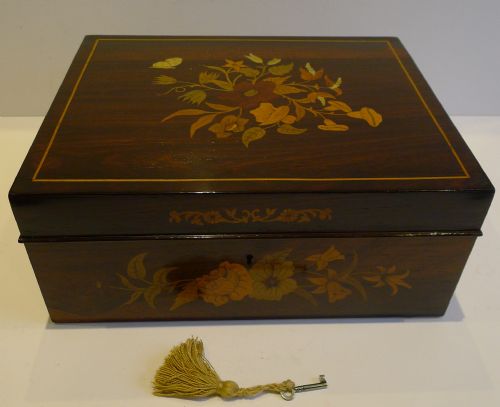 Magnificent English Regency Harewood Inlaid Rosewood Jewellery Box C.1820
