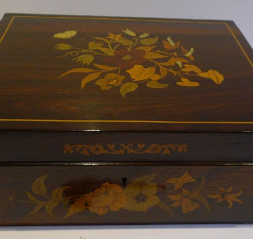 fig 1. Magnificent English Regency Harewood Inlaid Rosewood Jewellery Box c.1820