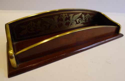 Antique French Brass Inlaid Pen Tray - Louvre, Paris C.1890