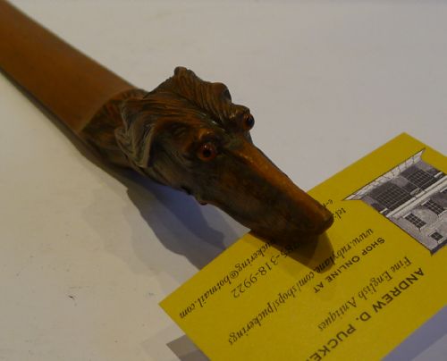 Magnificent Carved Black Forest Paper Knife / Letter Clip C.1880 - Dog