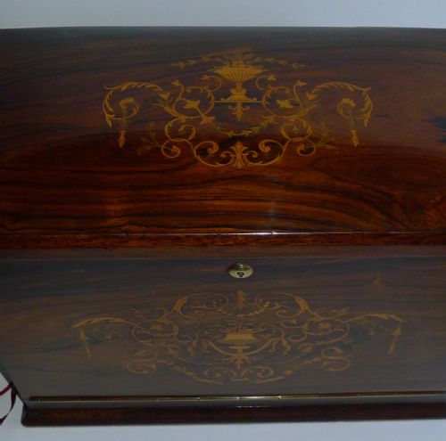 fig 2. Magnificent & Grand Antique English Inlaid Rosewood Stationery Cabinet c.1880