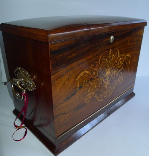 fig 3. Magnificent & Grand Antique English Inlaid Rosewood Stationery Cabinet c.1880