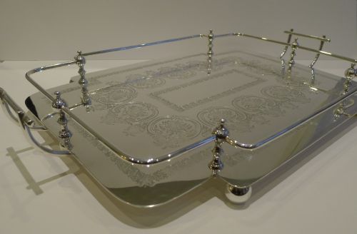 fig 1. Antique Scottish Silver Plated Serving Tray by Arthur & Co. Ltd - Glasgow