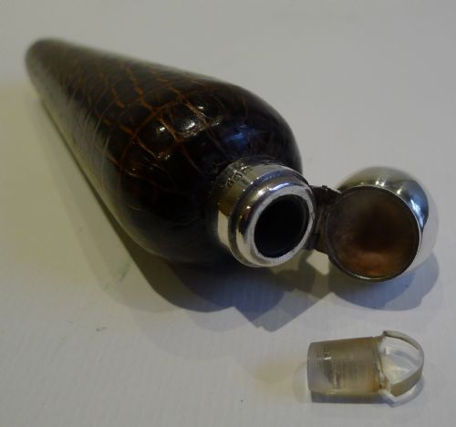 RARE ANTIQUE ENGLISH CROCODILE ALLIGATOR STERLING SILVER PERFUME BOTTLE 1884 - ADDITIONAL PHOTO 5