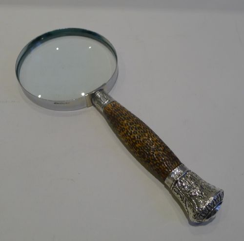 Antique Antler & Sterling Silver Handled Magnifying Glass - 1888