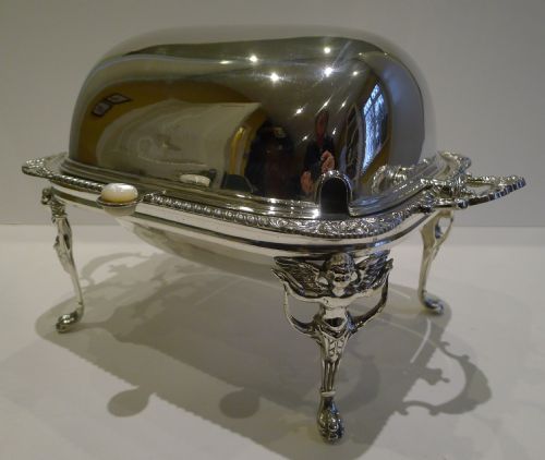 Magnificent Antique English Silver Plated Breakfast Dish - Cherub Legs C.1900