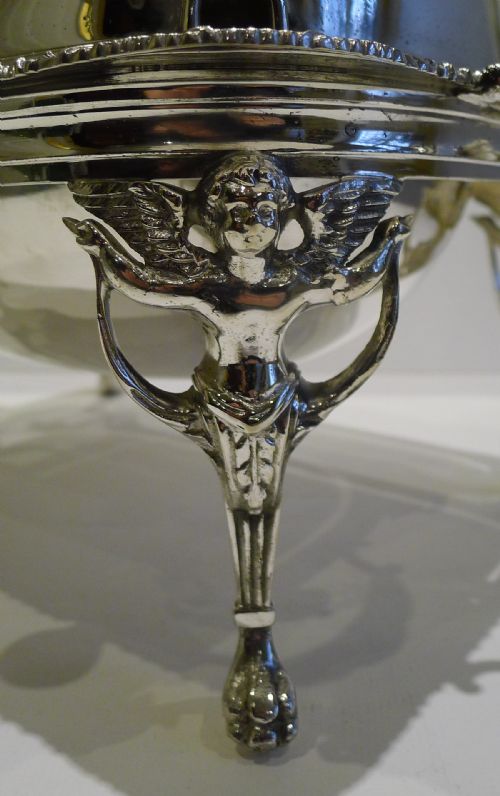 fig 2. Magnificent Antique English Silver Plated Breakfast Dish - Cherub Legs c.1900