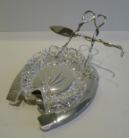 Antique English Horseshoe / Equestrian Butter Dish C.1900