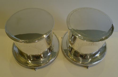 fig 1. Pair Antique English Biscuit Boxes in Silverplate c.1890