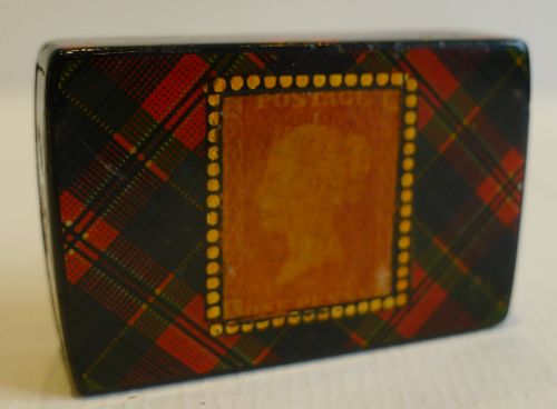 Antique Scottish Tartan Ware Double Postage Stamp Box - Mcpherson C.1850