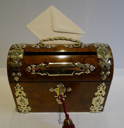 Fabulous Antique English Desk-top Letter / Correspondence Box - Answered & Unanswered C.1860