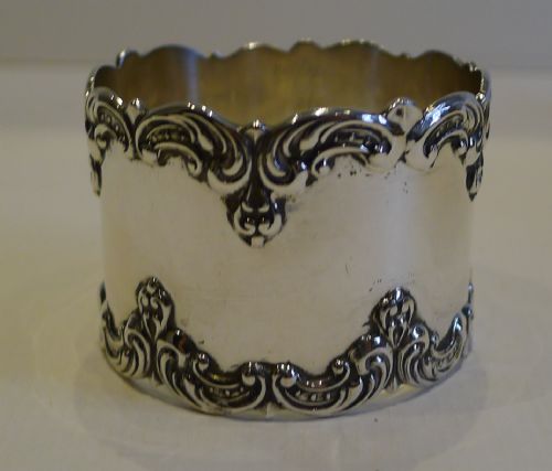 Handsome Antique English Sterling Silver Napkin Ring - 1907
