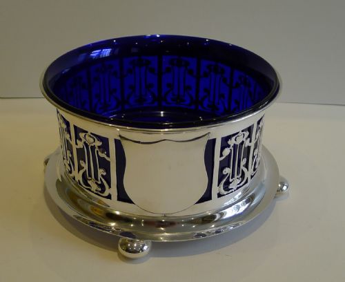 fig 1. Magnificent Large Antique English Art Nouveau Silver Plated Dish or Bowl by Roberts & Belk