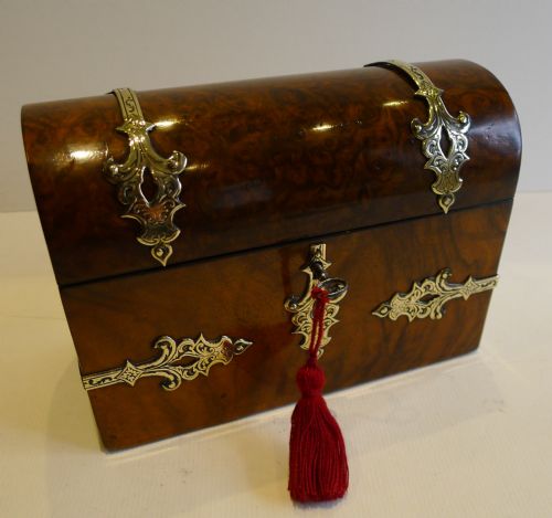 Small Antique English Domed Walnut Stationery / Letter Box C.1860