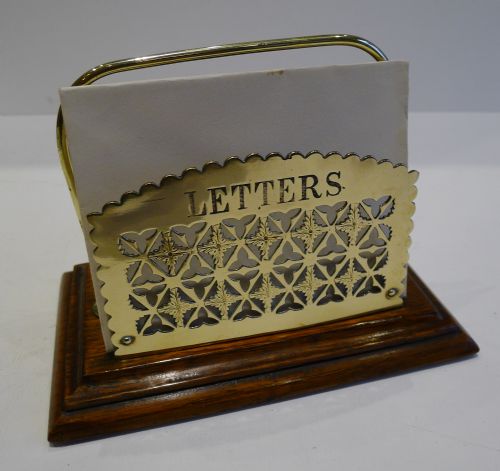 fig 1. English Victorian Oak & Brass Letter Rack or Holder c.1880