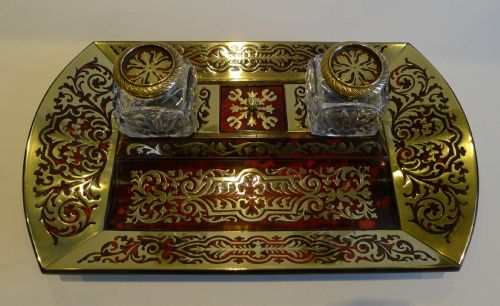 Fine English Regency Boulle Inkstand / Inkwell C. 1820