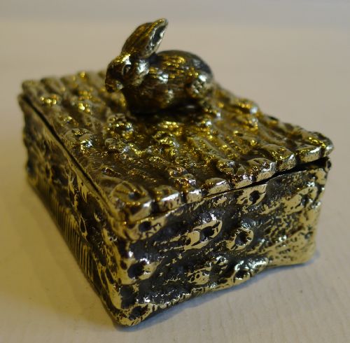 Antique English Figural Brass Match Safe / Table Vesta - Rabbit C.1880