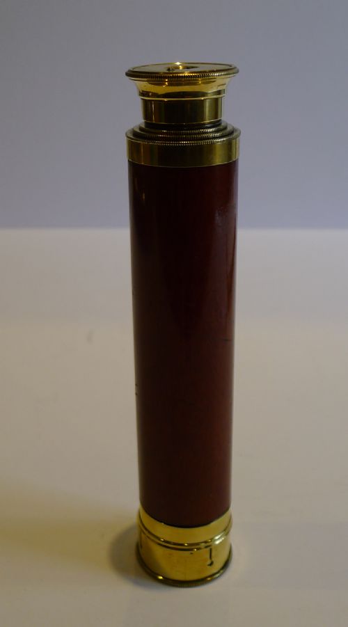 fig 1. Antique Salom & Co., Edinburgh, Reconnoiterer Brass & Mahogany 3 Draw Telescope c.1870