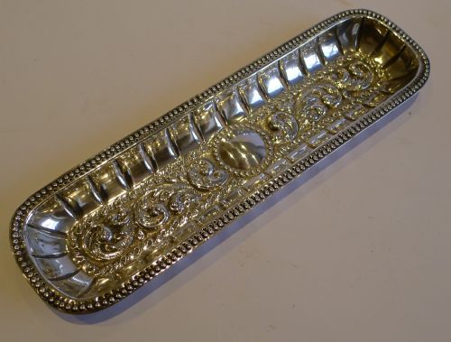 Antique English Sterling Silver Pen Tray by John Grinsell - 1899